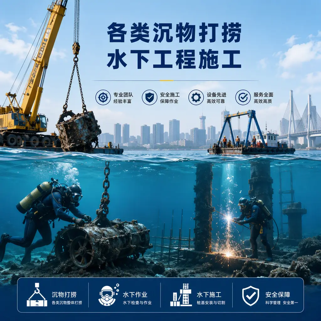 猇亭各类沉物打捞,水下工程施工