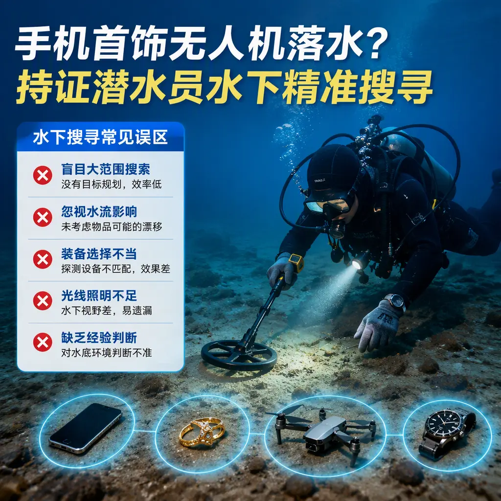 手机首饰无人机落水?猇亭持证潜水员水下精准搜寻